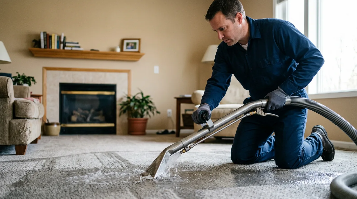 Water damage restoration technician working near Mount Olive, NC